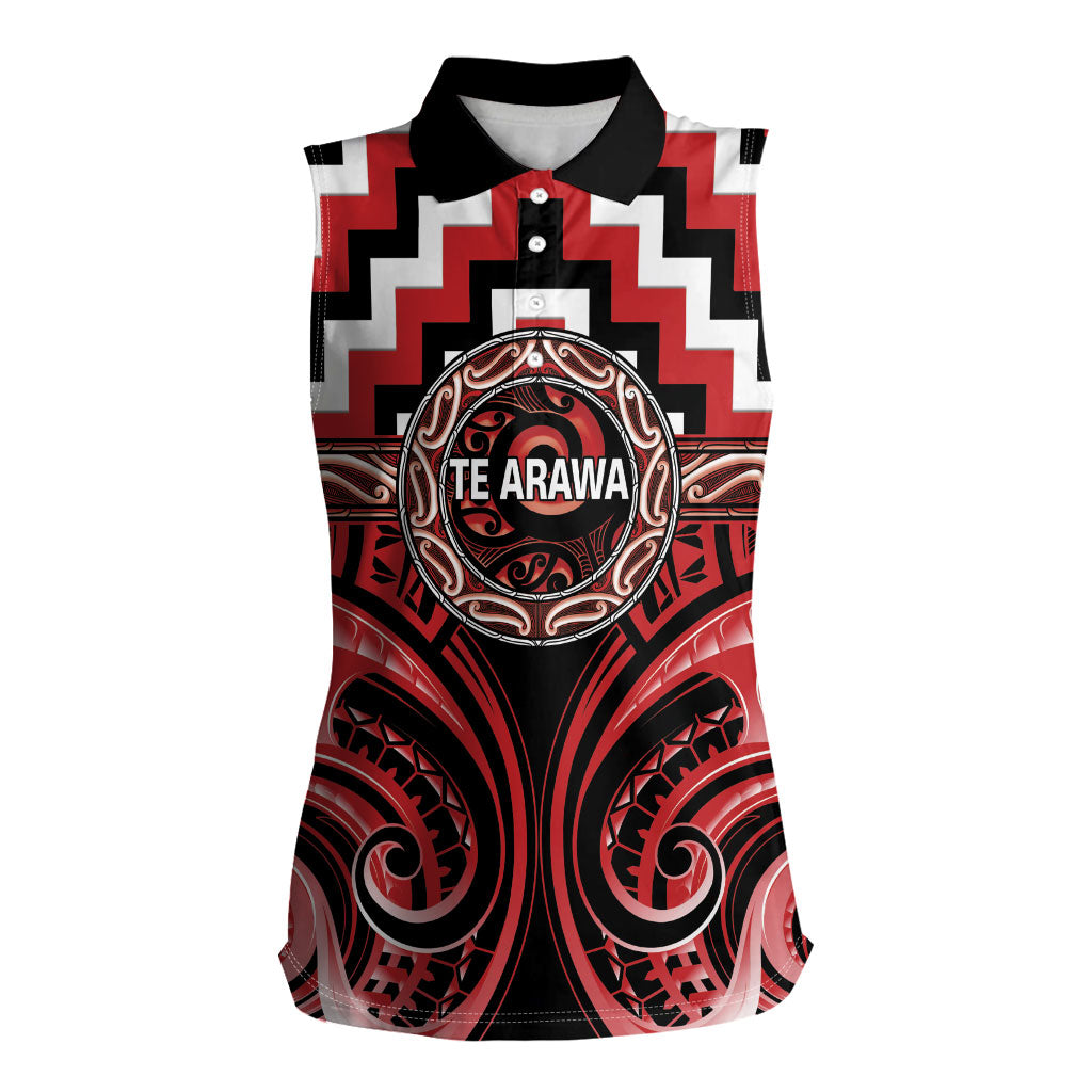 Aotearoa Te Arawa Personalised Women Sleeveless Polo Shirt Maori Iwi Poutama Puhoro Tattoo