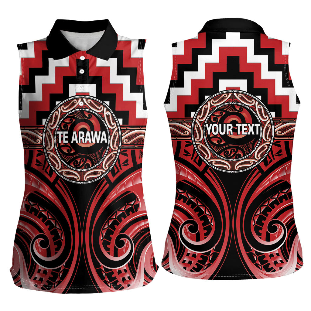 Aotearoa Te Arawa Personalised Women Sleeveless Polo Shirt Maori Iwi Poutama Puhoro Tattoo