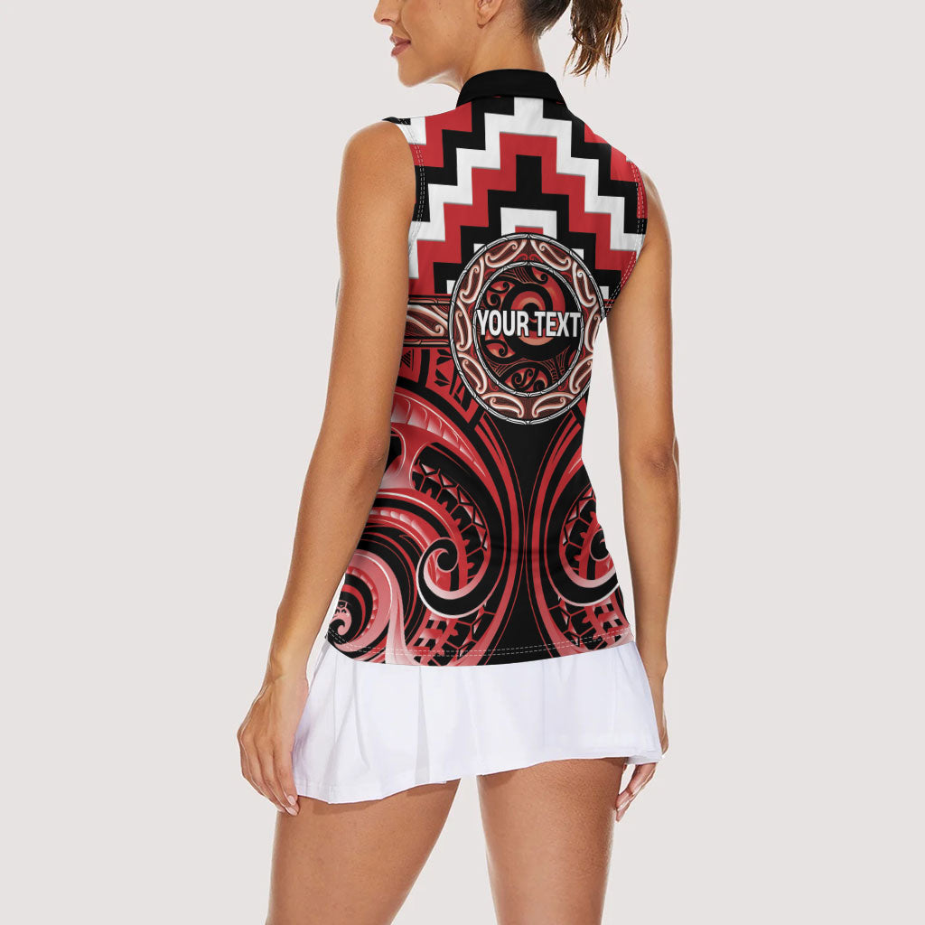 Aotearoa Te Arawa Personalised Women Sleeveless Polo Shirt Maori Iwi Poutama Puhoro Tattoo