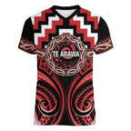 Aotearoa Te Arawa Personalised Women V-Neck T-Shirt Maori Iwi Poutama Puhoro Tattoo