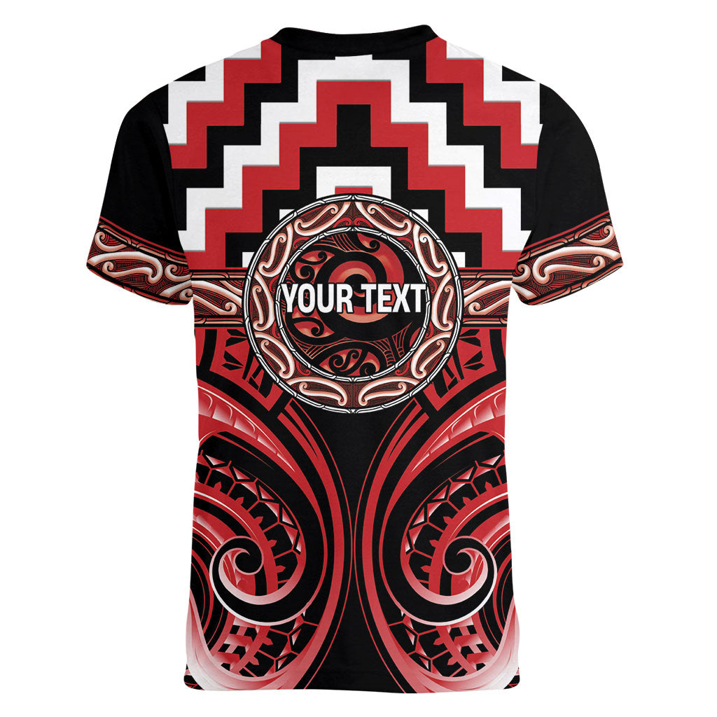 Aotearoa Te Arawa Personalised Women V-Neck T-Shirt Maori Iwi Poutama Puhoro Tattoo