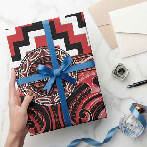 Aotearoa Te Arawa Wrapping Paper Maori Iwi Poutama Puhoro Tattoo