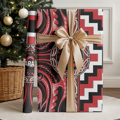 Aotearoa Te Arawa Wrapping Paper Maori Iwi Poutama Puhoro Tattoo