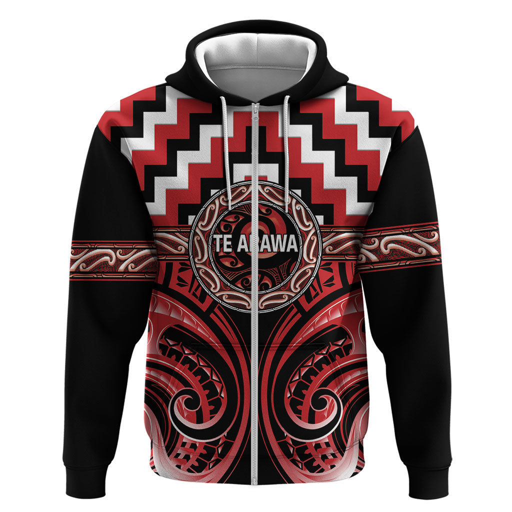 Aotearoa Te Arawa Personalised Zip Hoodie Maori Iwi Poutama Puhoro Tattoo