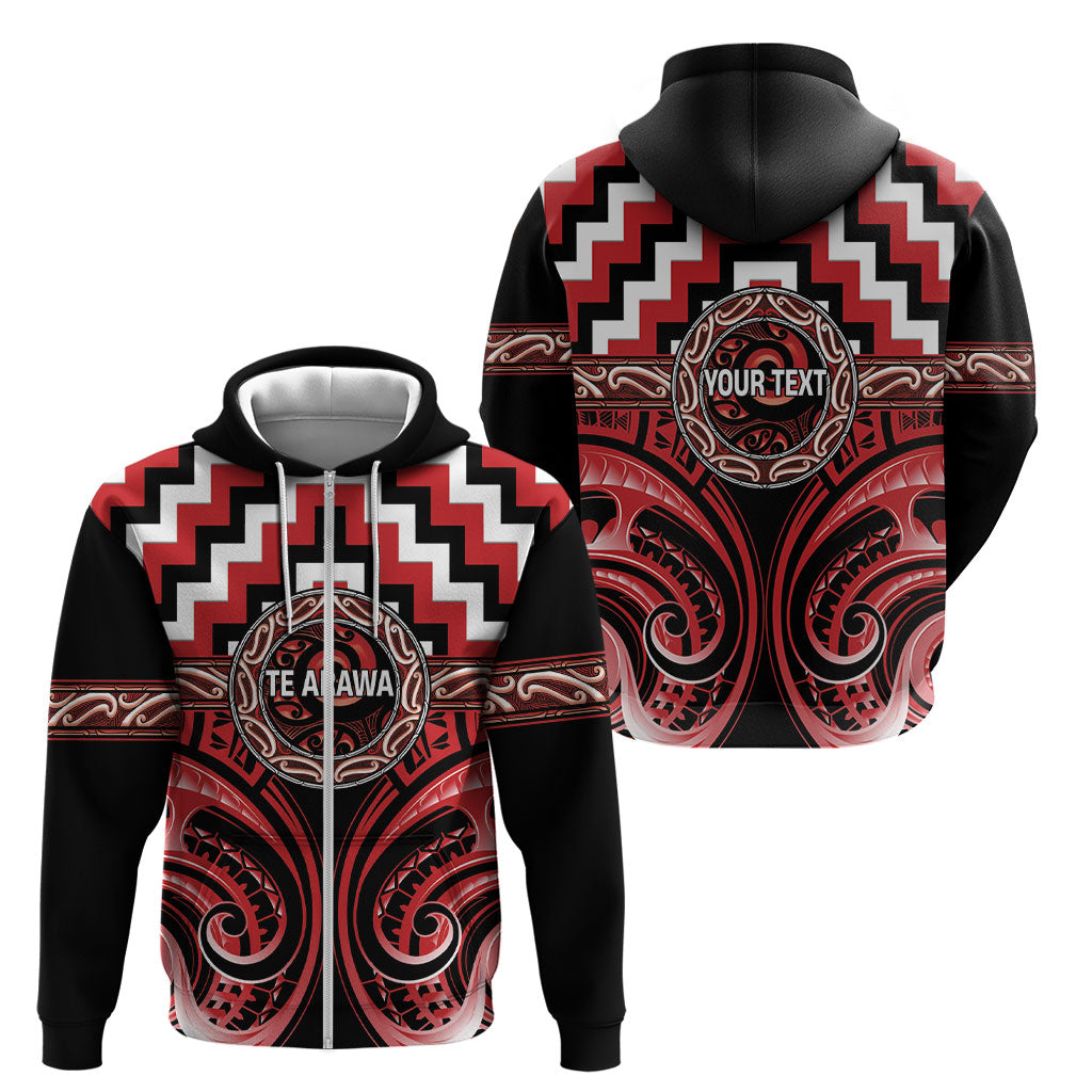 Aotearoa Te Arawa Personalised Zip Hoodie Maori Iwi Poutama Puhoro Tattoo