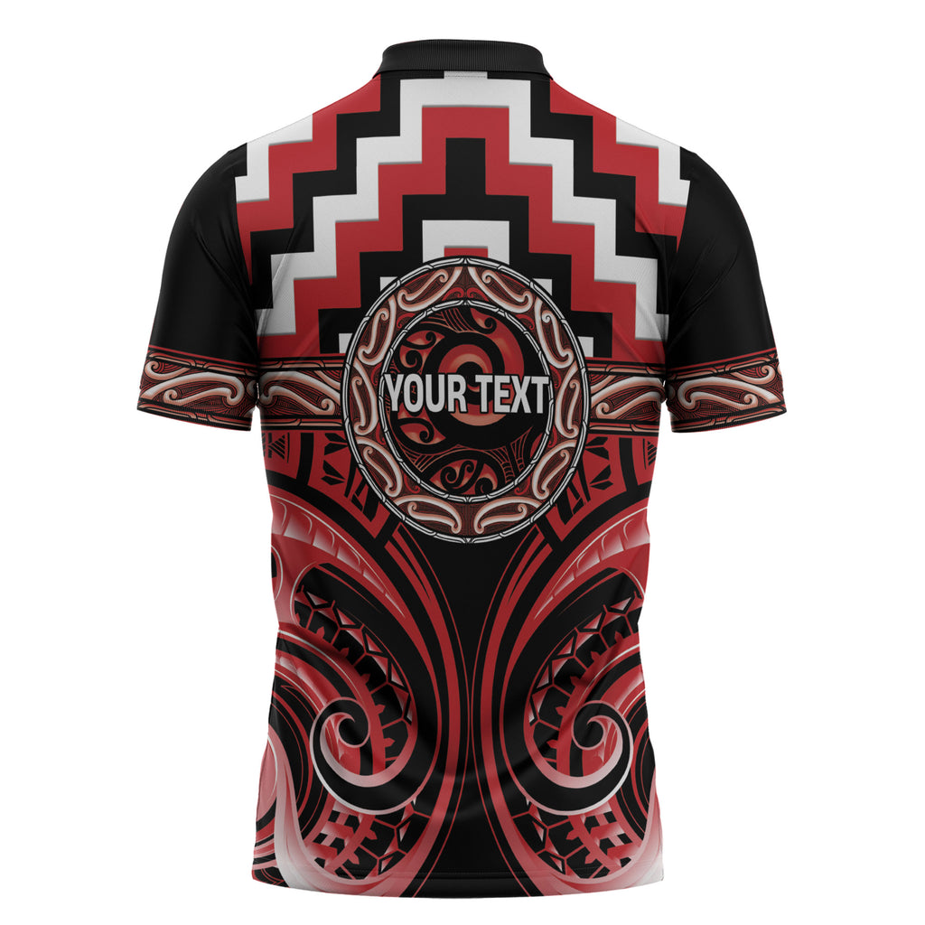 Aotearoa Te Arawa Personalised Zipper Polo Shirt Maori Iwi Poutama Puhoro Tattoo