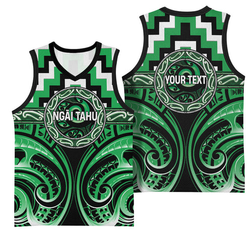 Aotearoa Ngai Tahu Personalised Basketball Jersey Maori Iwi Poutama Puhoro Tattoo