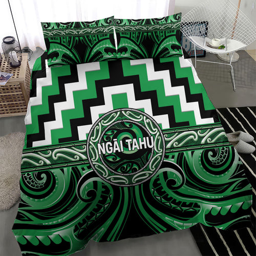 Aotearoa Ngai Tahu Bedding Set Maori Iwi Poutama Puhoro Tattoo