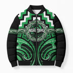 Aotearoa Ngai Tahu Personalised Bomber Puffer Jacket Maori Iwi Poutama Puhoro Tattoo