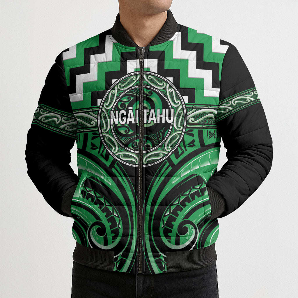 Aotearoa Ngai Tahu Personalised Bomber Puffer Jacket Maori Iwi Poutama Puhoro Tattoo