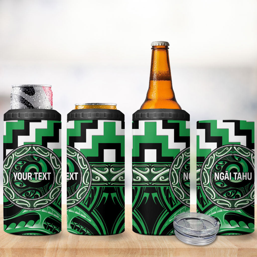 Aotearoa Ngai Tahu Personalised 4 in 1 Can Cooler Tumbler Maori Iwi Poutama Puhoro Tattoo