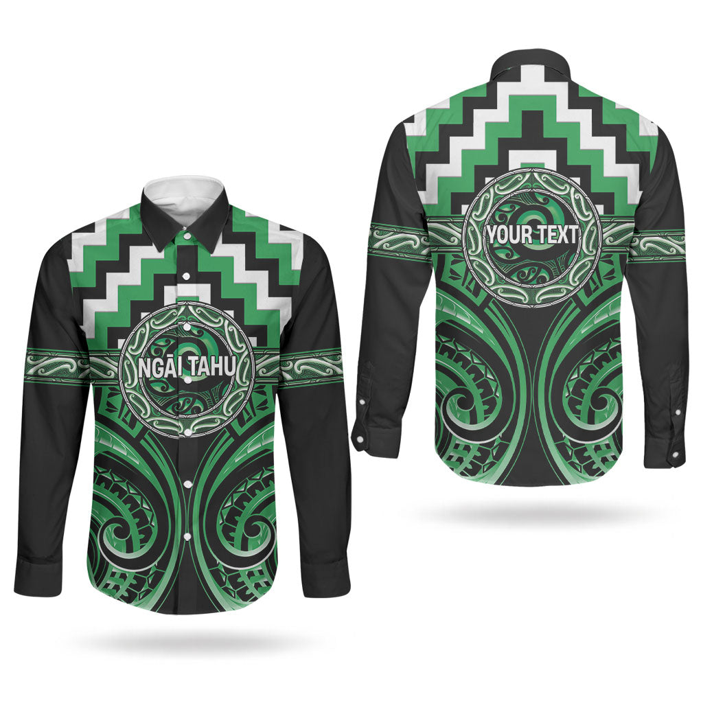 Aotearoa Ngai Tahu Personalised Couples Matching Off Shoulder Maxi Dress and Long Sleeve Button Shirt Maori Iwi Poutama Puhoro Tattoo