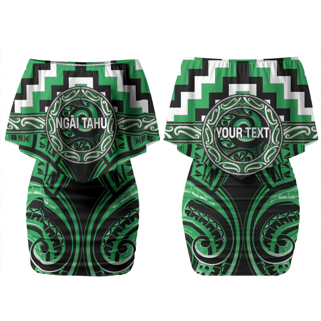 Aotearoa Ngai Tahu Personalised Couples Matching Off Shoulder Short Dress and Hawaiian Shirt Maori Iwi Poutama Puhoro Tattoo