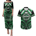 Aotearoa Ngai Tahu Personalised Couples Matching Puletasi and Hawaiian Shirt Maori Iwi Poutama Puhoro Tattoo