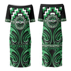 Aotearoa Ngai Tahu Personalised Couples Matching Puletasi and Long Sleeve Button Shirt Maori Iwi Poutama Puhoro Tattoo