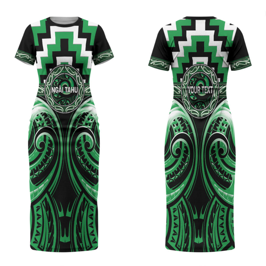 Aotearoa Ngai Tahu Personalised Couples Matching Short Sleeve Bodycon Dress and Hawaiian Shirt Maori Iwi Poutama Puhoro Tattoo
