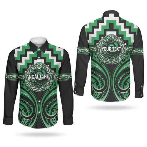 Aotearoa Ngai Tahu Personalised Couples Matching Short Sleeve Bodycon Dress and Long Sleeve Button Shirt Maori Iwi Poutama Puhoro Tattoo