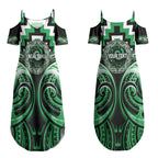 Aotearoa Ngai Tahu Personalised Couples Matching Summer Maxi Dress and Hawaiian Shirt Maori Iwi Poutama Puhoro Tattoo
