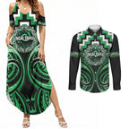Aotearoa Ngai Tahu Personalised Couples Matching Summer Maxi Dress and Long Sleeve Button Shirt Maori Iwi Poutama Puhoro Tattoo