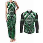 Aotearoa Ngai Tahu Personalised Couples Matching Tank Maxi Dress and Long Sleeve Button Shirt Maori Iwi Poutama Puhoro Tattoo