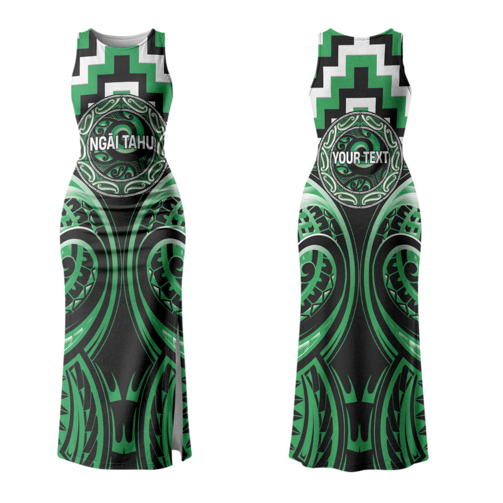 Aotearoa Ngai Tahu Personalised Couples Matching Tank Maxi Dress and Long Sleeve Button Shirt Maori Iwi Poutama Puhoro Tattoo