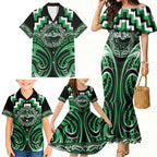 Aotearoa Ngai Tahu Personalised Family Matching Mermaid Dress and Hawaiian Shirt Maori Iwi Poutama Puhoro Tattoo