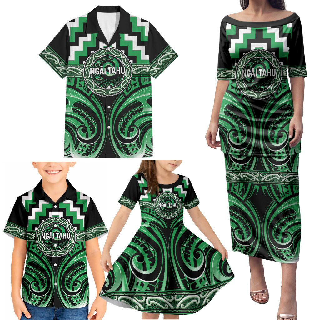 Aotearoa Ngai Tahu Personalised Family Matching Puletasi and Hawaiian Shirt Maori Iwi Poutama Puhoro Tattoo
