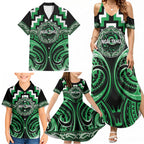 Aotearoa Ngai Tahu Personalised Family Matching Summer Maxi Dress and Hawaiian Shirt Maori Iwi Poutama Puhoro Tattoo