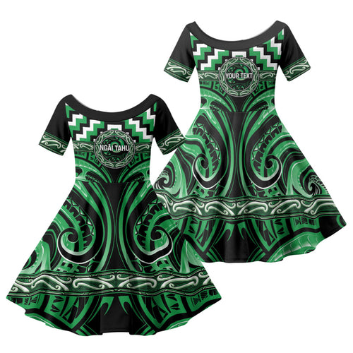 Aotearoa Ngai Tahu Personalised Family Matching Summer Maxi Dress and Hawaiian Shirt Maori Iwi Poutama Puhoro Tattoo
