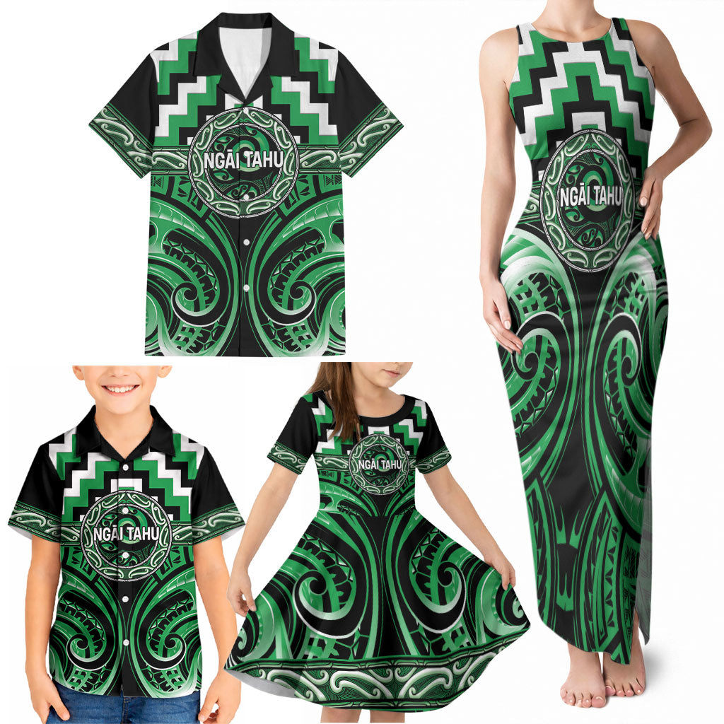 Aotearoa Ngai Tahu Personalised Family Matching Tank Maxi Dress and Hawaiian Shirt Maori Iwi Poutama Puhoro Tattoo