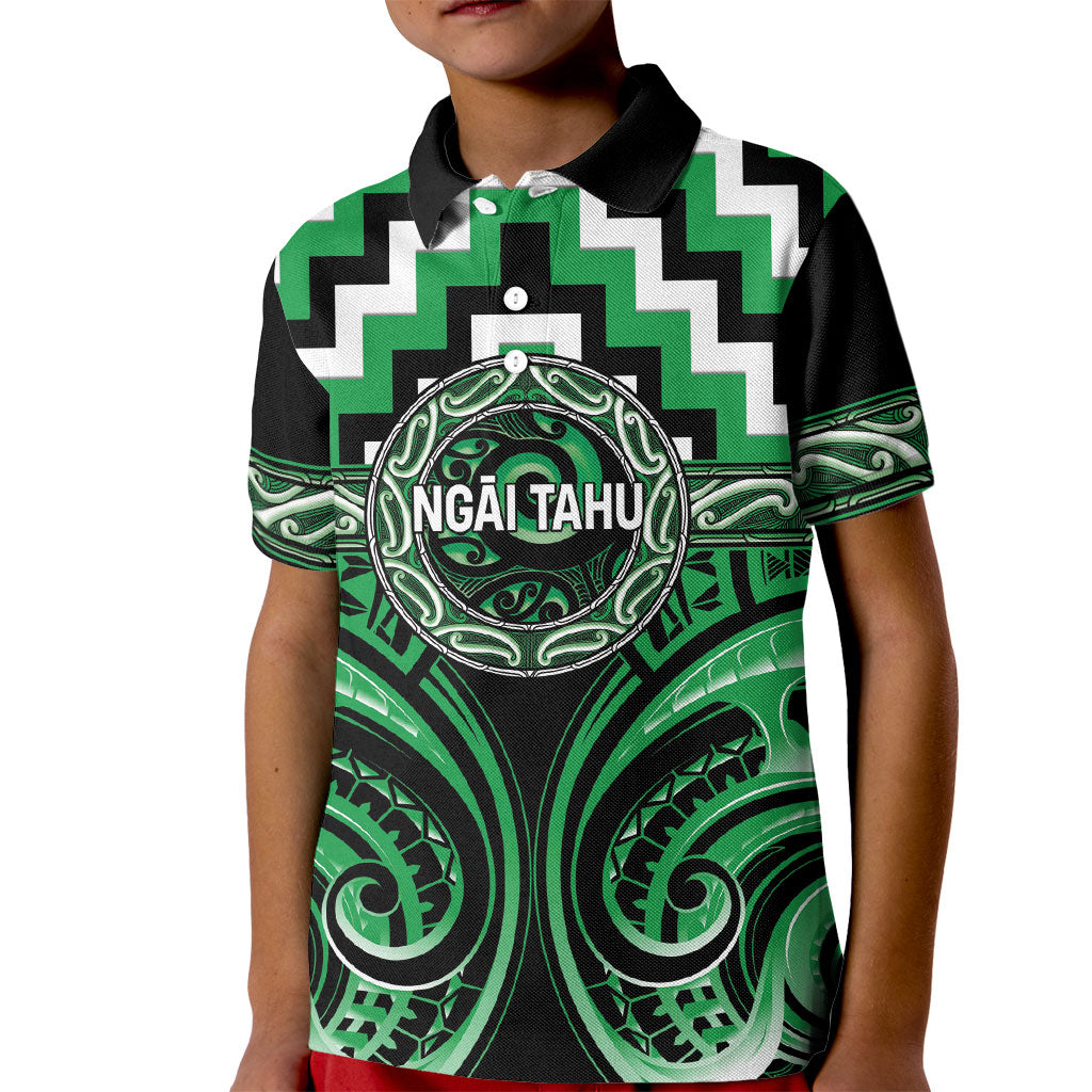 Aotearoa Ngai Tahu Personalised Kid Polo Shirt Maori Iwi Poutama Puhoro Tattoo