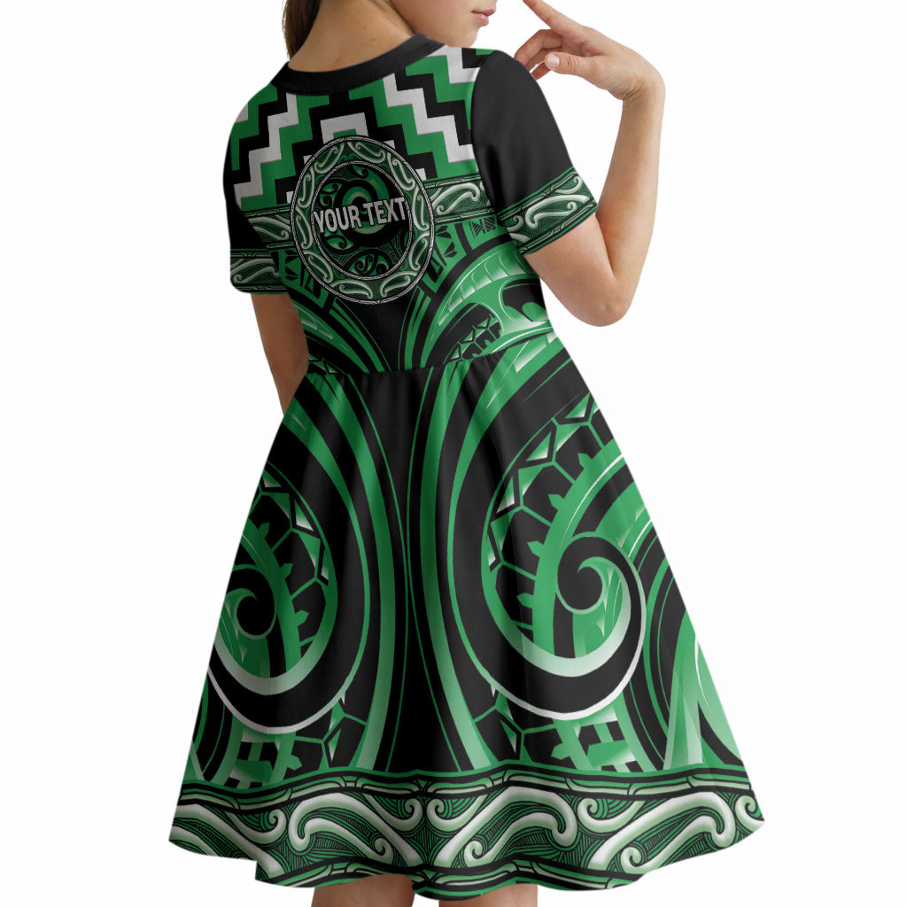 Aotearoa Ngai Tahu Personalised Kid Short Sleeve Dress Maori Iwi Poutama Puhoro Tattoo