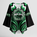 Aotearoa Ngai Tahu Personalised Kimono Sleeve Blouse Maori Iwi Poutama Puhoro Tattoo