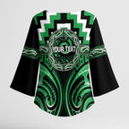 Aotearoa Ngai Tahu Personalised Kimono Sleeve Blouse Maori Iwi Poutama Puhoro Tattoo