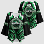 Aotearoa Ngai Tahu Personalised Kimono Sleeve Blouse Maori Iwi Poutama Puhoro Tattoo