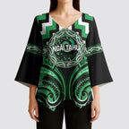 Aotearoa Ngai Tahu Personalised Kimono Sleeve Blouse Maori Iwi Poutama Puhoro Tattoo