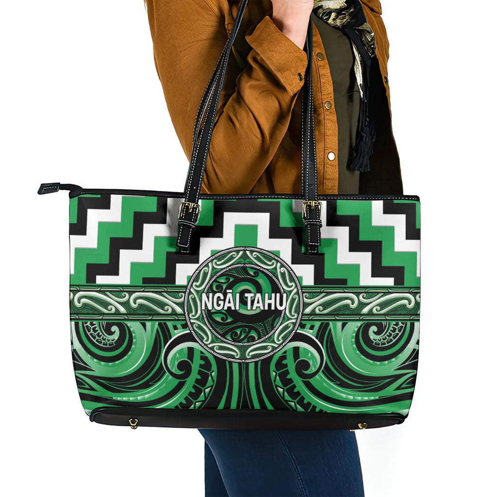 Aotearoa Ngai Tahu Leather Tote Bag Maori Iwi Poutama Puhoro Tattoo