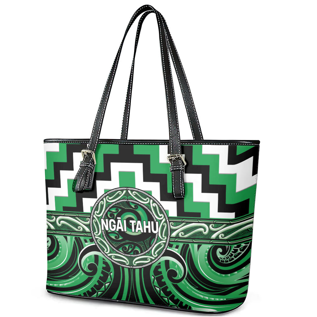 Aotearoa Ngai Tahu Leather Tote Bag Maori Iwi Poutama Puhoro Tattoo