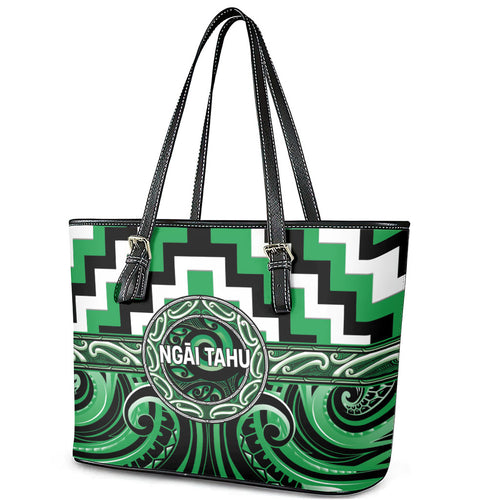 Aotearoa Ngai Tahu Leather Tote Bag Maori Iwi Poutama Puhoro Tattoo