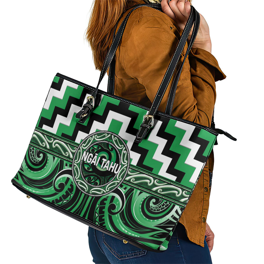 Aotearoa Ngai Tahu Leather Tote Bag Maori Iwi Poutama Puhoro Tattoo
