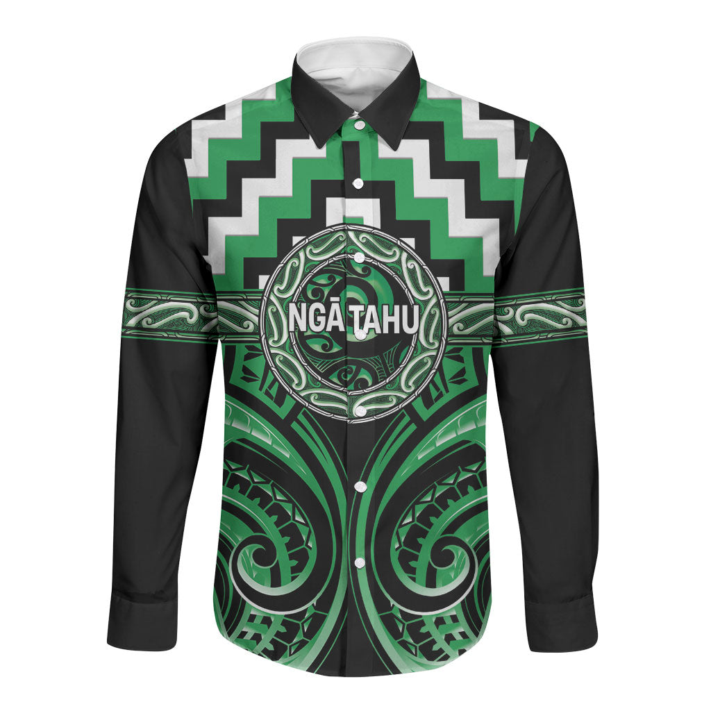 Aotearoa Ngai Tahu Personalised Long Sleeve Button Shirt Maori Iwi Poutama Puhoro Tattoo