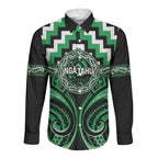 Aotearoa Ngai Tahu Personalised Long Sleeve Button Shirt Maori Iwi Poutama Puhoro Tattoo