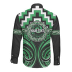 Aotearoa Ngai Tahu Personalised Long Sleeve Button Shirt Maori Iwi Poutama Puhoro Tattoo