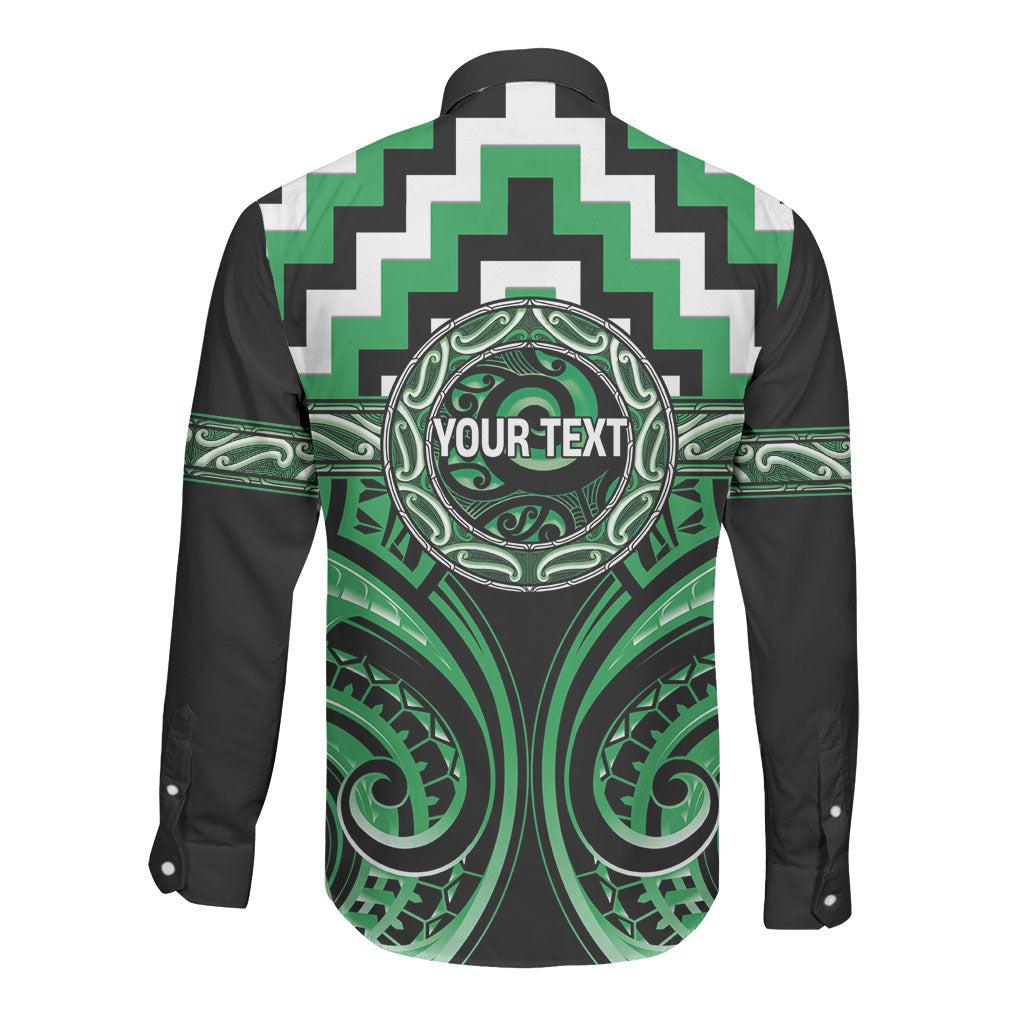 Aotearoa Ngai Tahu Personalised Long Sleeve Button Shirt Maori Iwi Poutama Puhoro Tattoo