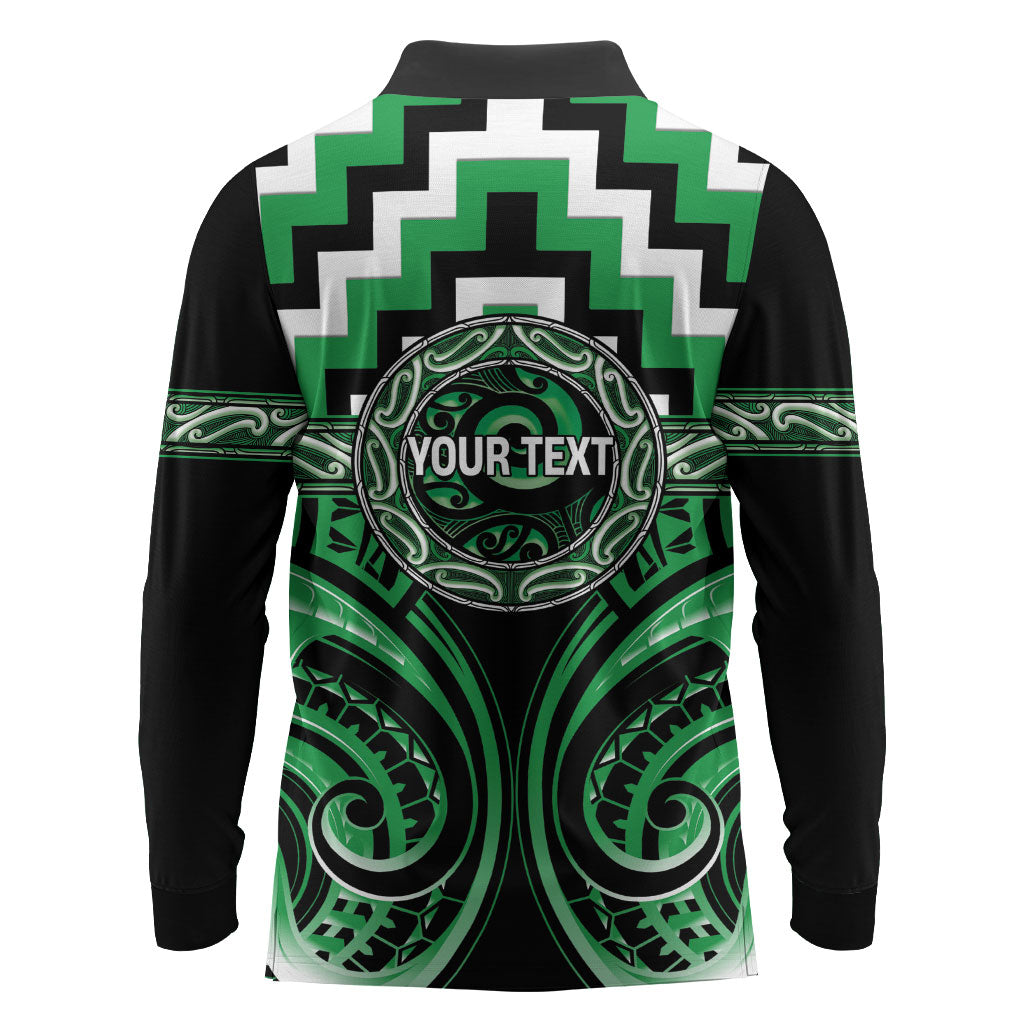 Aotearoa Ngai Tahu Personalised Long Sleeve Polo Shirt Maori Iwi Poutama Puhoro Tattoo