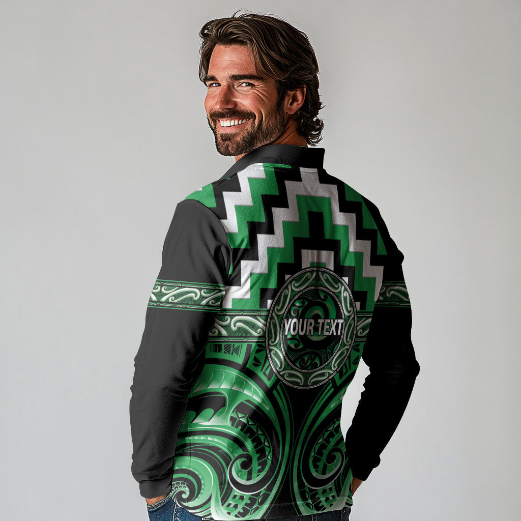 Aotearoa Ngai Tahu Personalised Long Sleeve Polo Shirt Maori Iwi Poutama Puhoro Tattoo