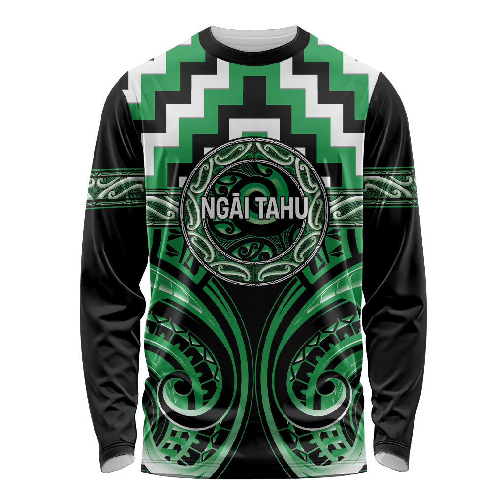 Aotearoa Ngai Tahu Personalised Long Sleeve Shirt Maori Iwi Poutama Puhoro Tattoo