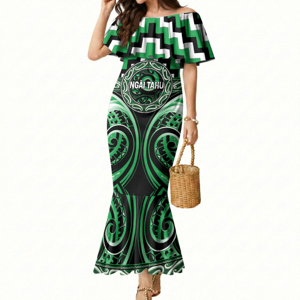 Aotearoa Ngai Tahu Personalised Mermaid Dress Maori Iwi Poutama Puhoro Tattoo