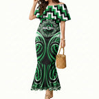 Aotearoa Ngai Tahu Personalised Mermaid Dress Maori Iwi Poutama Puhoro Tattoo
