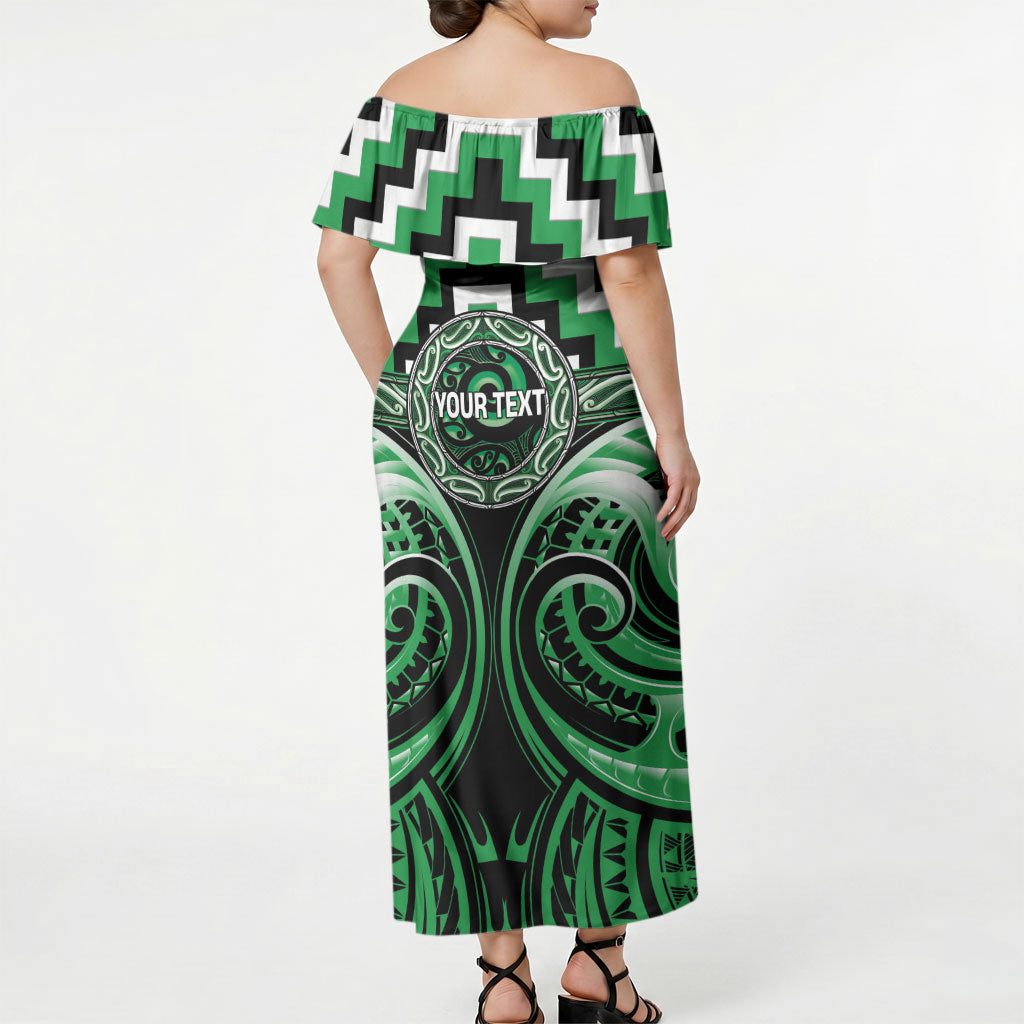 Aotearoa Ngai Tahu Personalised Off Shoulder Maxi Dress Maori Iwi Poutama Puhoro Tattoo